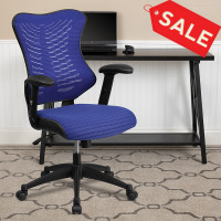 Flash Furniture BL-ZP-806-BL-GG High Back Blue Mesh Chair with Nylon Base